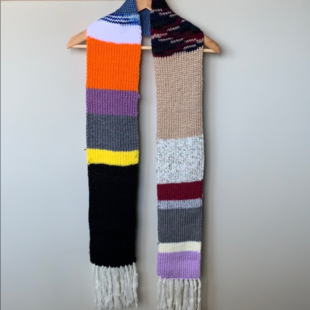 $20/2 Color-blocking Scarf Unisex Cable Knit